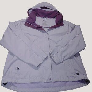 LL Bean Jacket Coat Size XL Lavender Plum Purple Nylon Hooded Windbreaker Shell